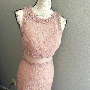 Formal Dusty Rose Lace Dress